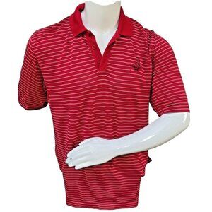 Under Armour Polo Shirt Mens L Red White Stripe Pinehurst Golf Resort Logo
